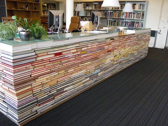 “Library Desk Made from Recycled Books”